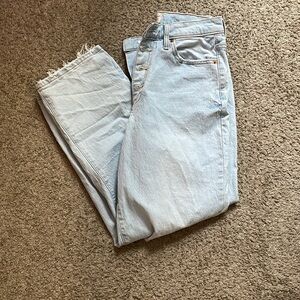 Women vintage straight blue jeans